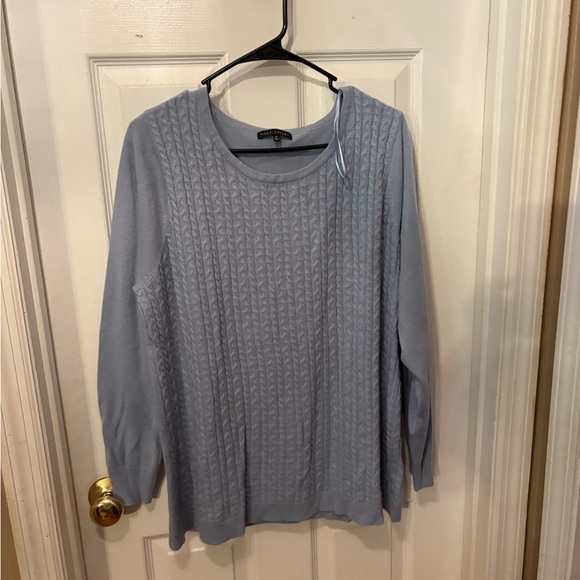 Blue Crew Neck Sweater with Textured Knit‎ - Picture 1 of 3